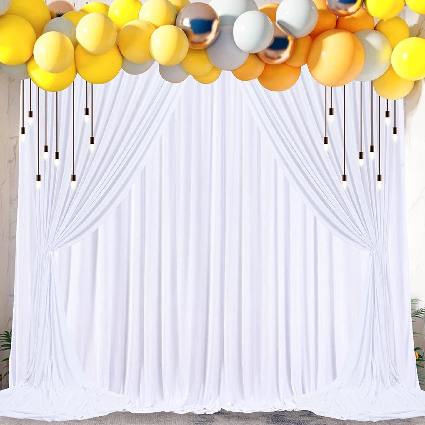 Faltenfreie Hintergrund Vorhänge-Set (4 Stück), W150×H300cm(4 Stücke) Weiss