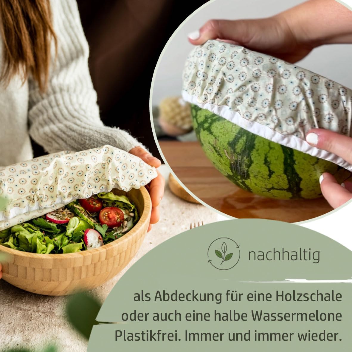 Frischhaltehaube Frischefrida aus Bienenwachstuch, Fresh