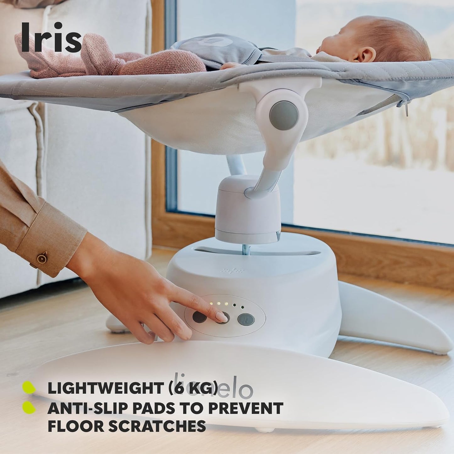 Elektrische Wippe Iris mit Sicherheitsgurt, Grau