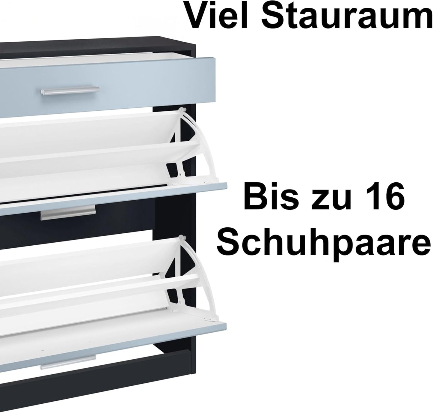 Schuhschrank Roma, Schwarz Matt