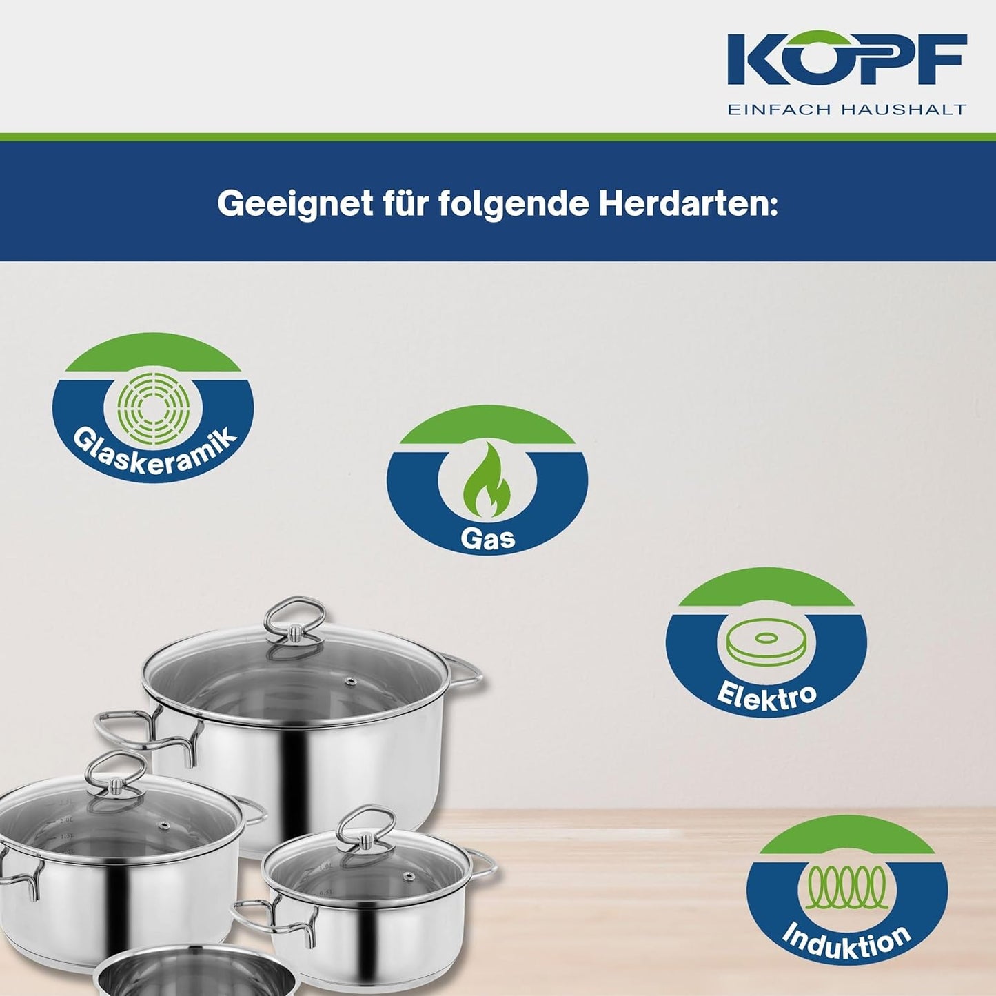 Topfset Merkur aus Edelstahl (4-teilig), 4-teilig
