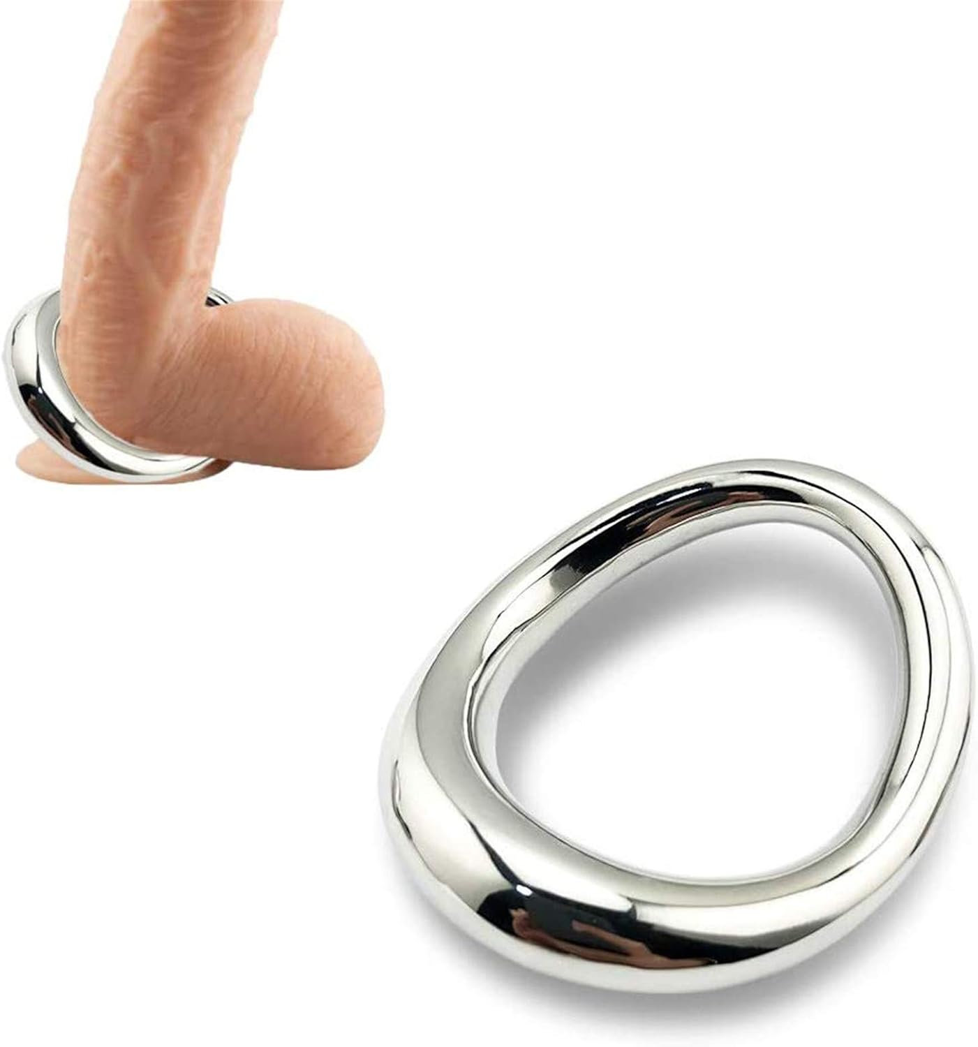 Gebogener Cockring aus Edelstahl für Männer, 38x45mm