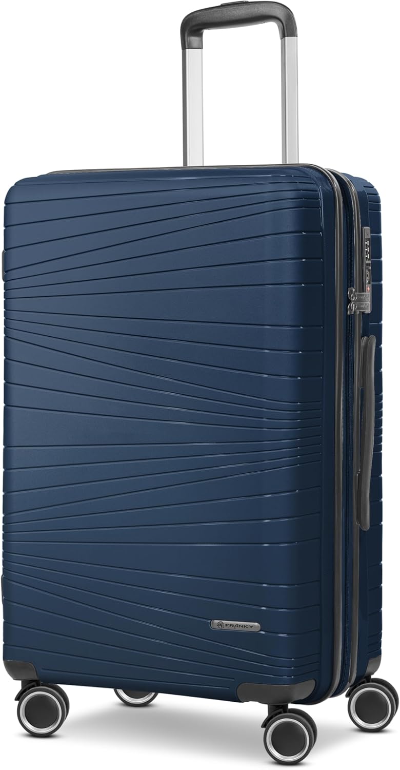 Dallas 3.0 4 Rollen Trolley M 65 cm mit Dehnfalte, Dunkelblau / Koffer M (65 cm) erweiterbar