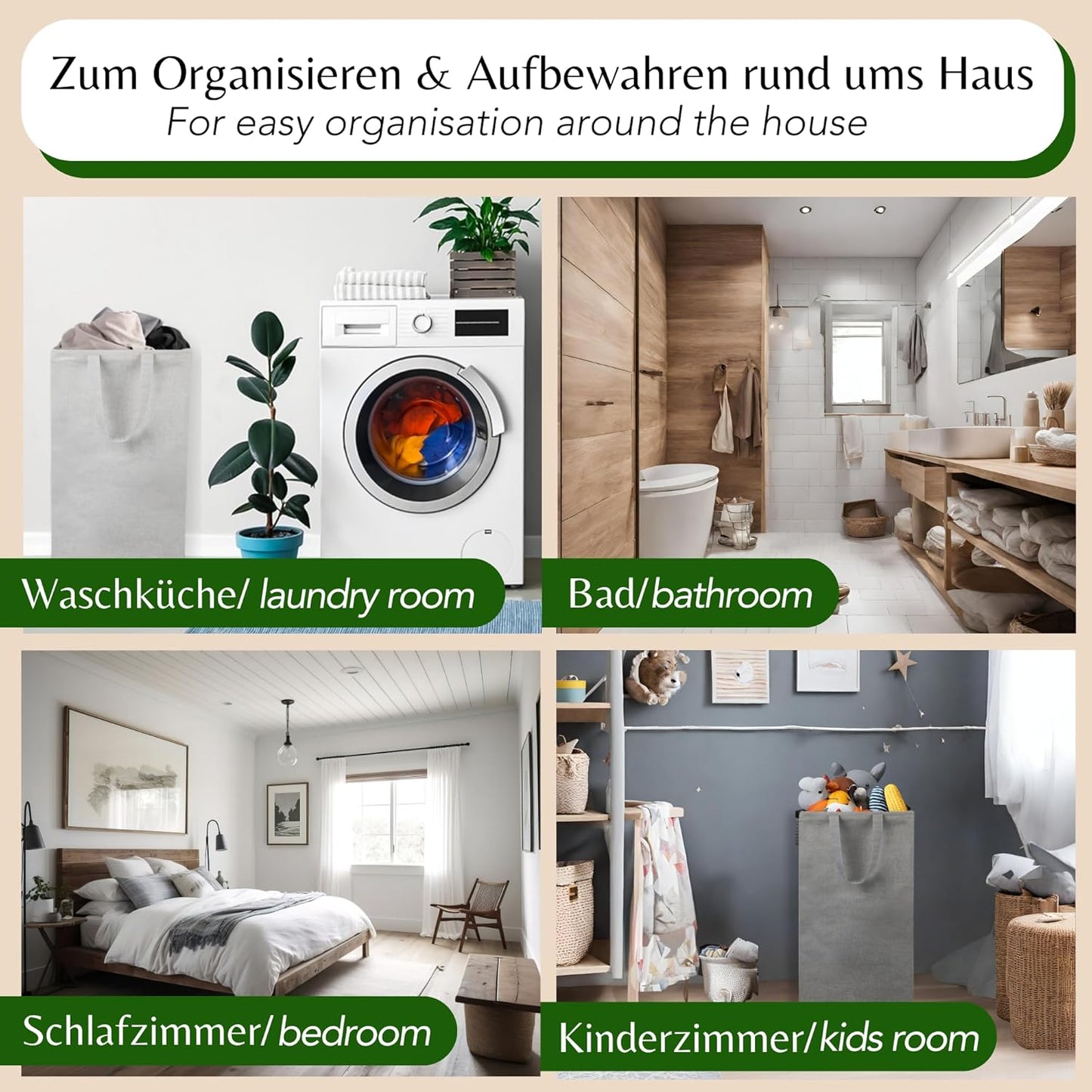 Wäschesammler, 100L - Sammler Hellgrau