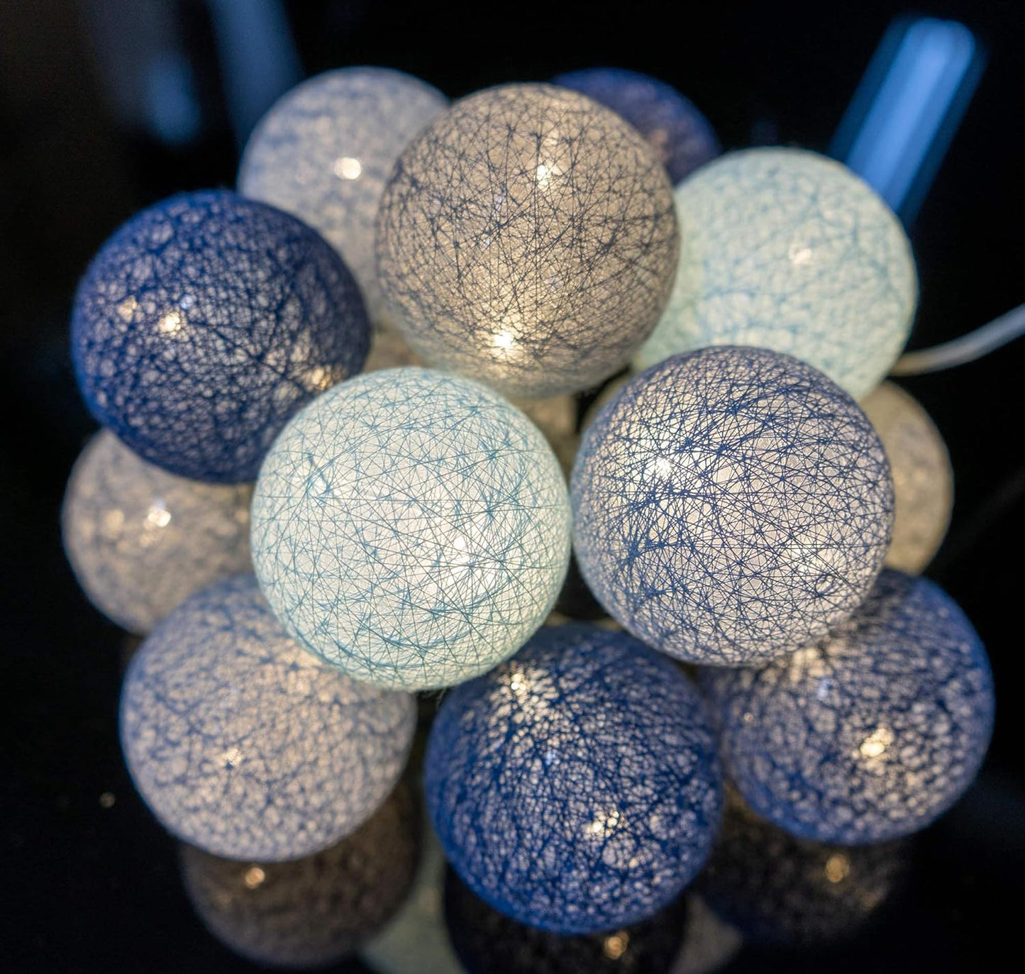 LED Baumwollkugeln, Nachtblau ; 1.6 m
