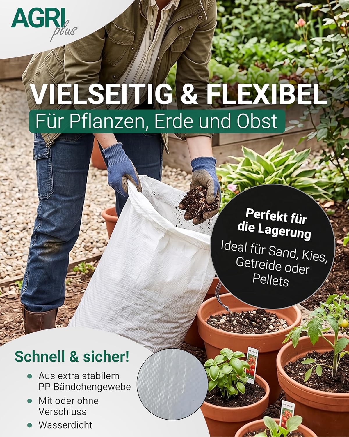 100er-Pack Bändchengewebesäcke, 500x800mm / 25kg