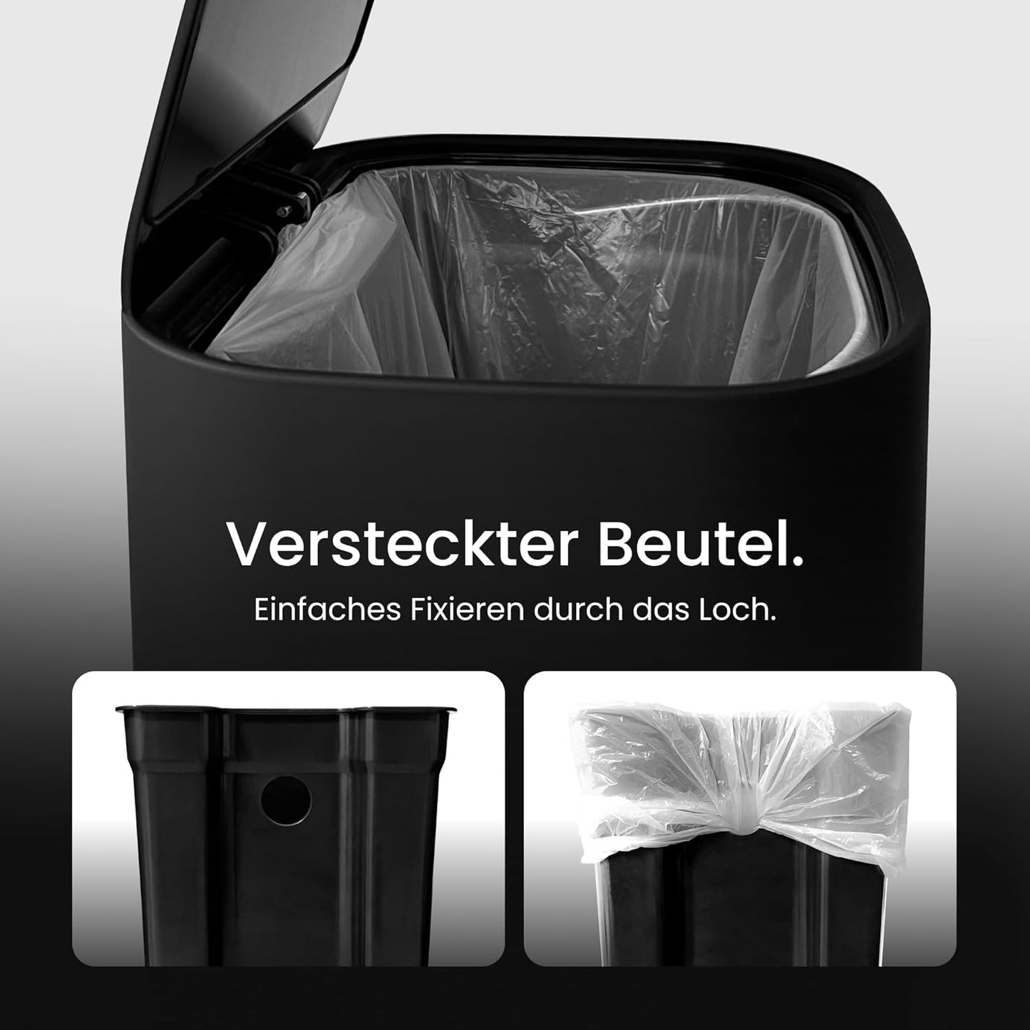 Kosmetikeimer mit Softclose-Deckel, Schwarz