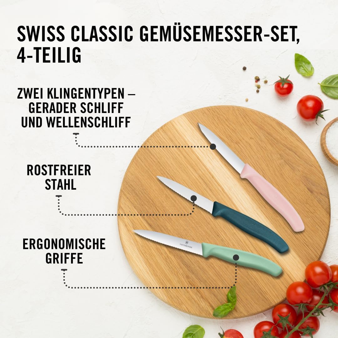 Swiss Classic, Tomaten- und Gemüsemesser Set, Grüntöne, Pink