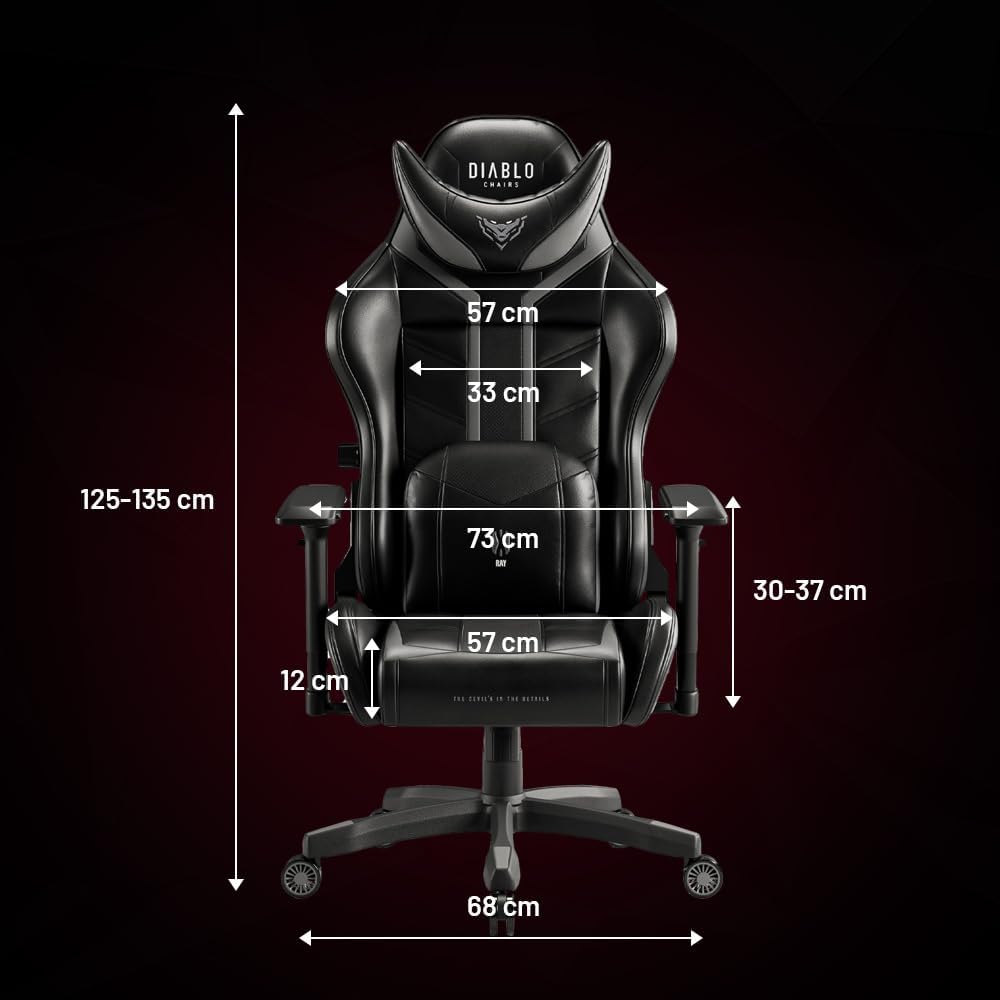 X-Ray Gaming Stuhl mit 4D-Armlehnen & Wippfunktion, Schwarz-grau Normal (L)