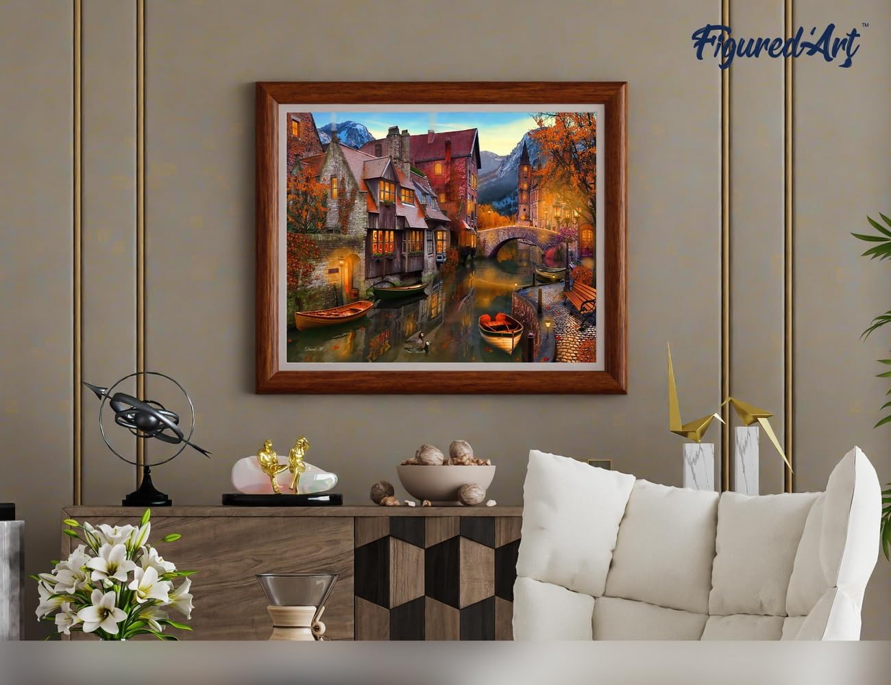 Malen nach Zahlen Set - Kanal im Herbst, Kanal im Herbst 40x50cm Mit Keilrahmen (nicht gespannt)