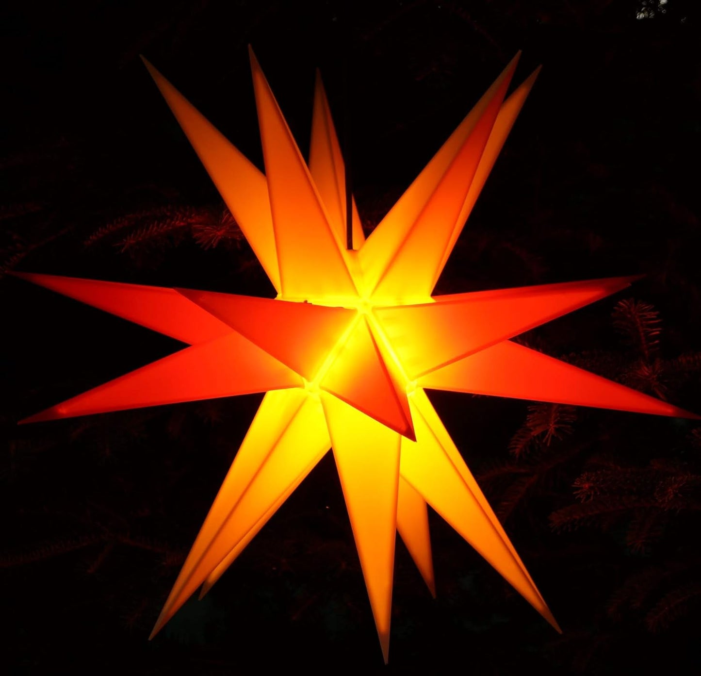 3D-Weihnachtsstern Melchior, zweifarbig, mit 20 Spitzen, Melchior Gelb/Rot