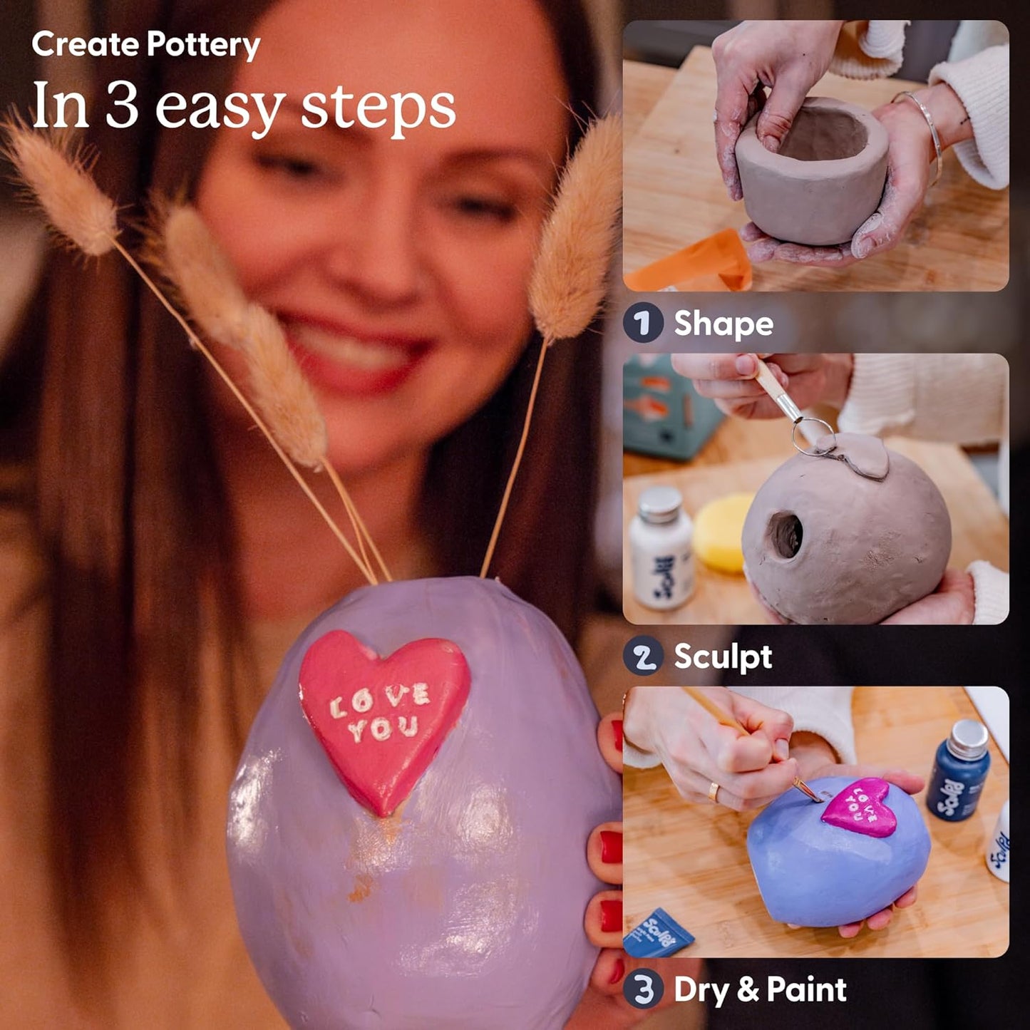 Töpferei Starter-Kit mit Anleitung und Zubehör, Gloss Varnish