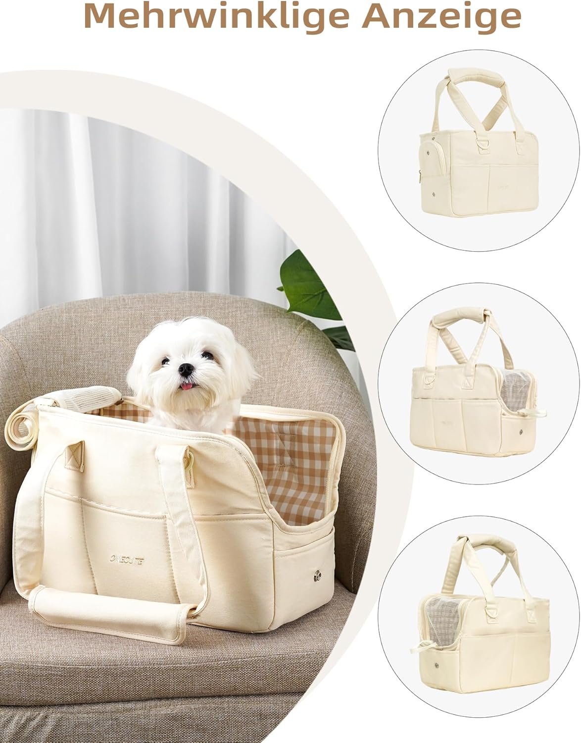 Hundetragetasche für kleine Haustiere, 34 * 16 * 25 cm Beige
