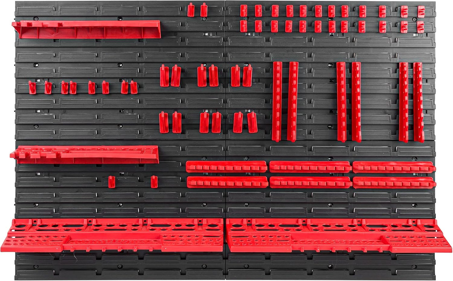 Werkzeugwand-Set mit 58 Haltern und Lochwand (115x78 cm), Rot L 2