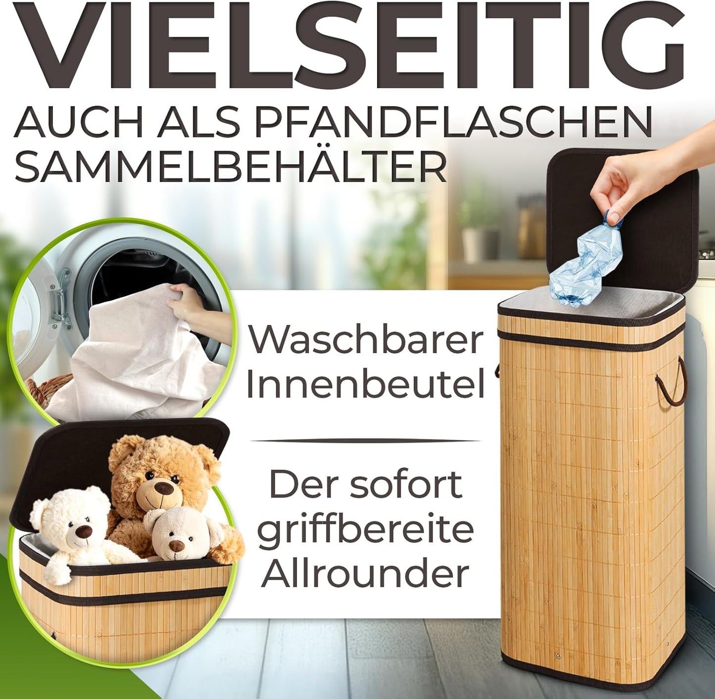 Mülleimer mit Deckel und Griffen