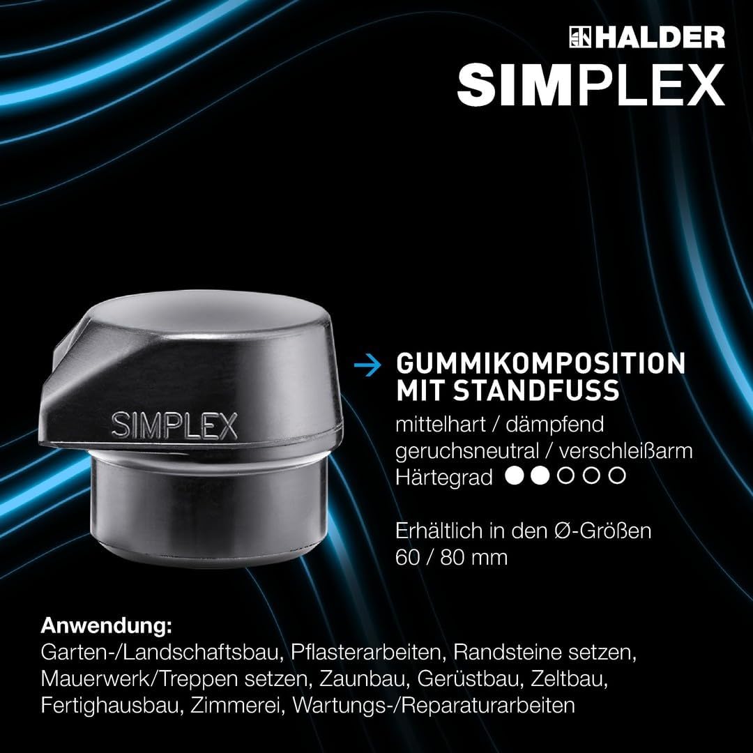 Schonhammer mit Gummikomposition & Holzstiel, 60 Gummikompositionm mit Standfuss & Tpe-mid