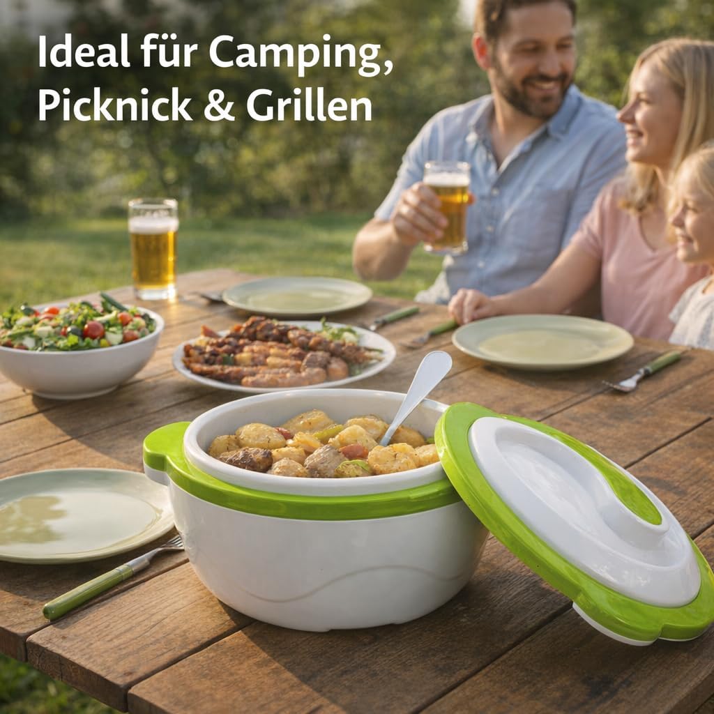 Thermoschüssel mit Deckel, 5L, Grün