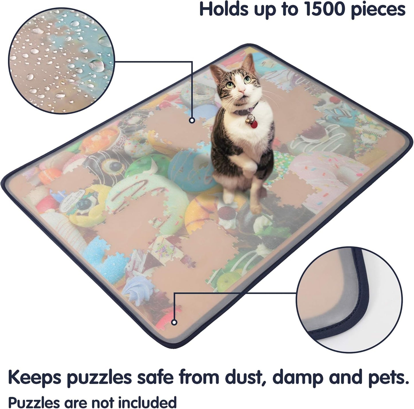 Puzzle-Board mit staubdichter Abdeckung (für 1500 Teile), Khaki