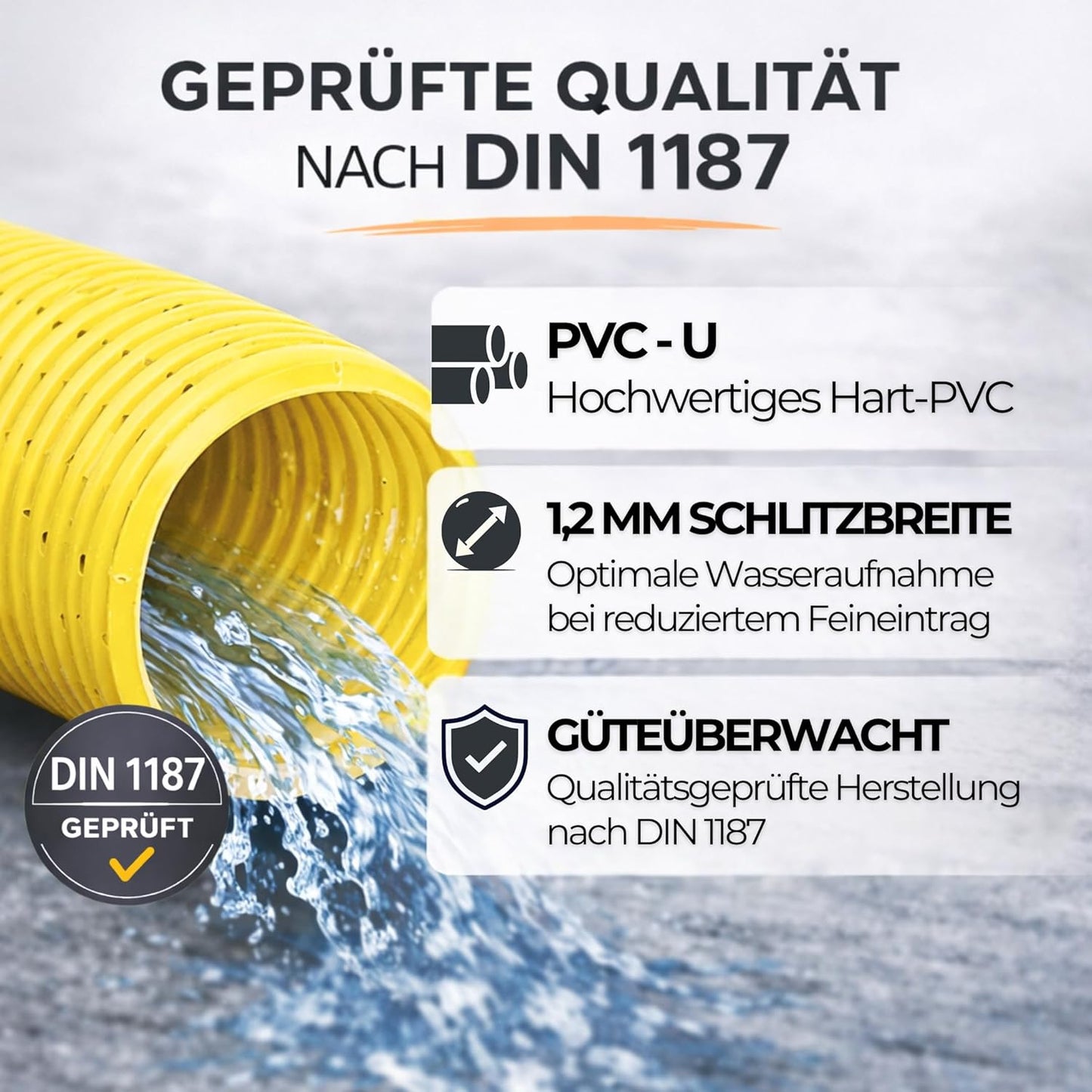 Flexibles Drainagerohr DN65 Sickerrohr perforiert, DN65 5m