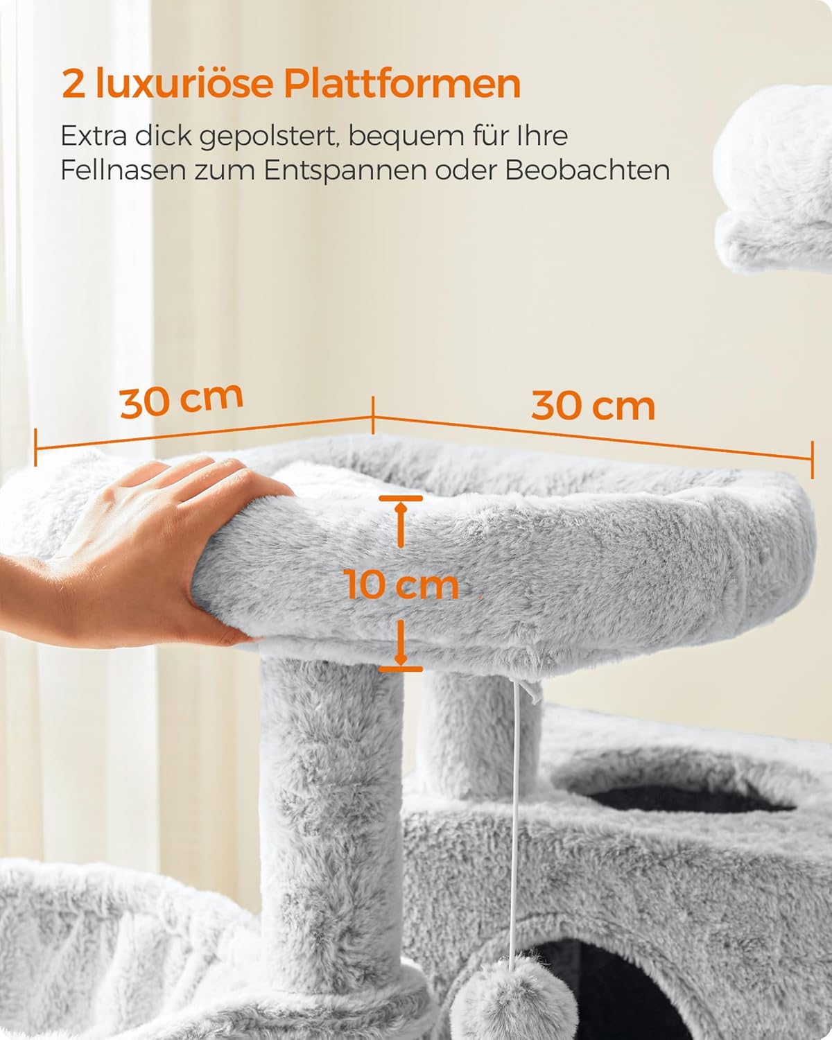 Kratzbaum für grosse Katzen, Ombré + Grau + Weiss