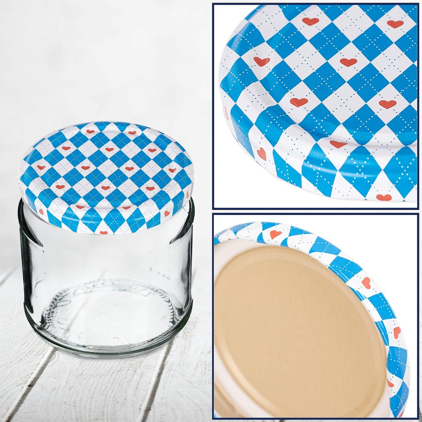 Einmachgläser-Set, 100 Stück Blaue Rauten