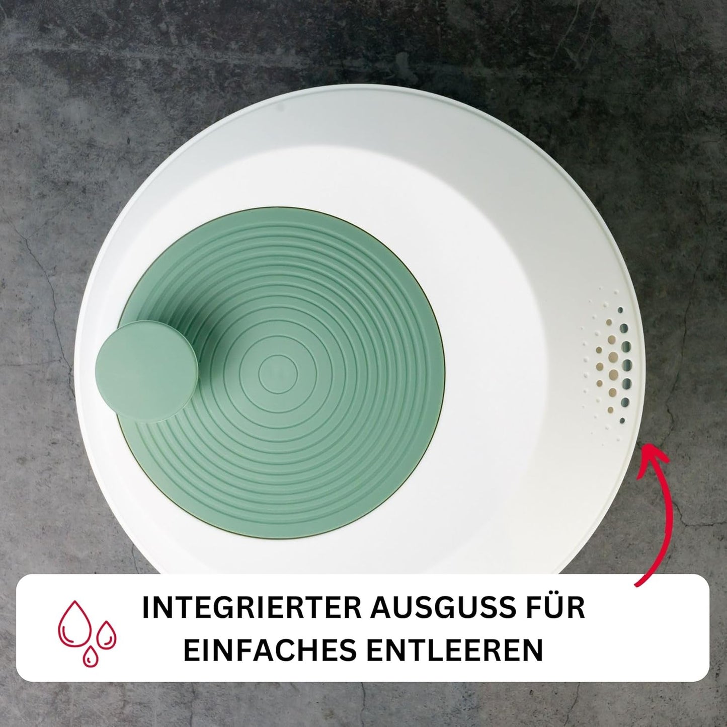 Salatschleuder mit rutschfestem Boden, Mint-grün, Rutschfest