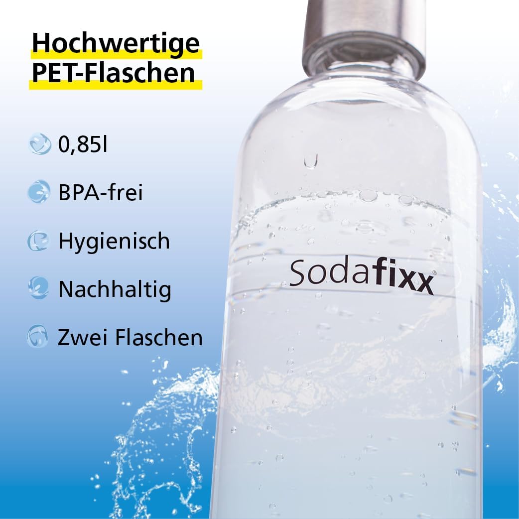 2er-Set Wasserflaschen für Wassersprudler, 2x PET Flaschen