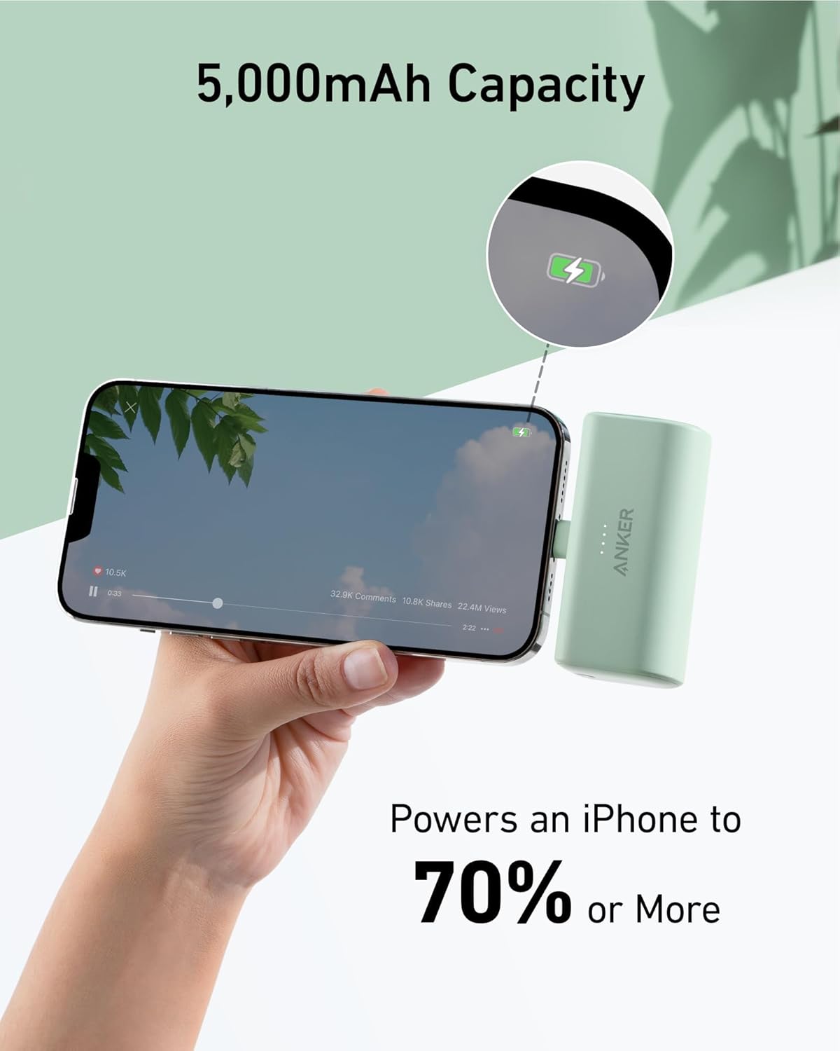 621 Powerbank mit Lightning-Stecker, Schwarz