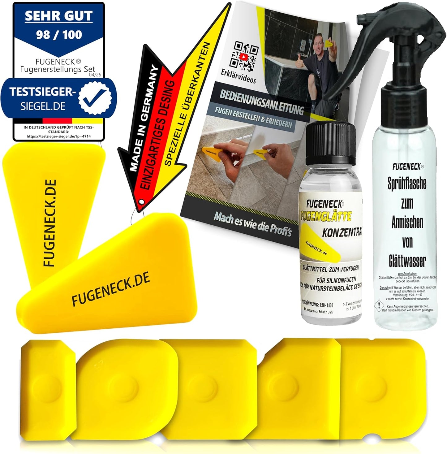 Fugenerstellungs-Set mit Abzieher & Glättemittel, Abzieherset + Sprühflasche
