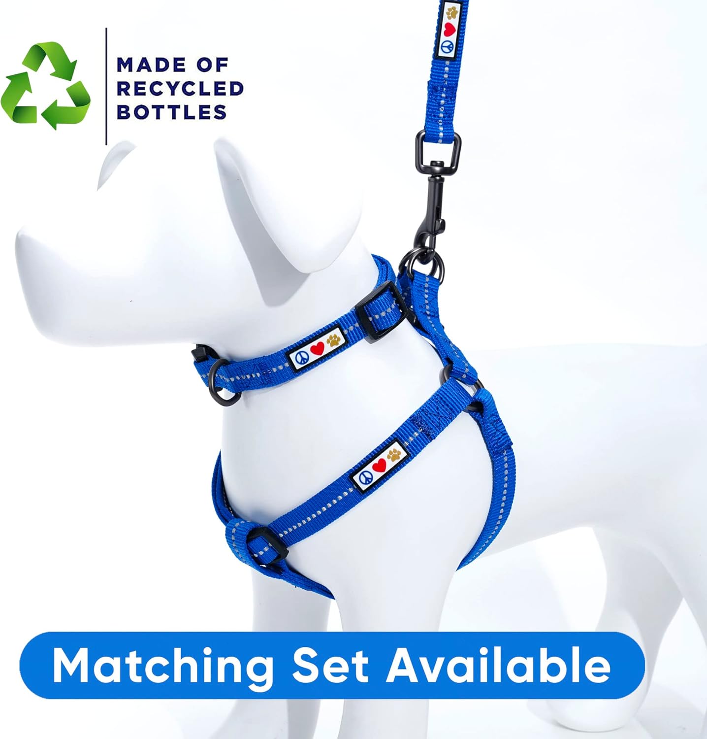 Reflektierendes Antizug-Hundegeschirr S, S (1er Pack) Blau ♻️ Recycelt Reflektierend