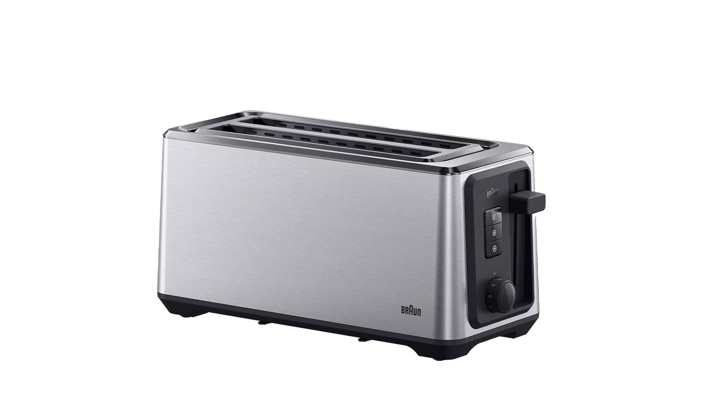 Langschlitz-Toaster mit Brötchenaufsatz, 8 Stufen, 1470 W, 2 Schlitze