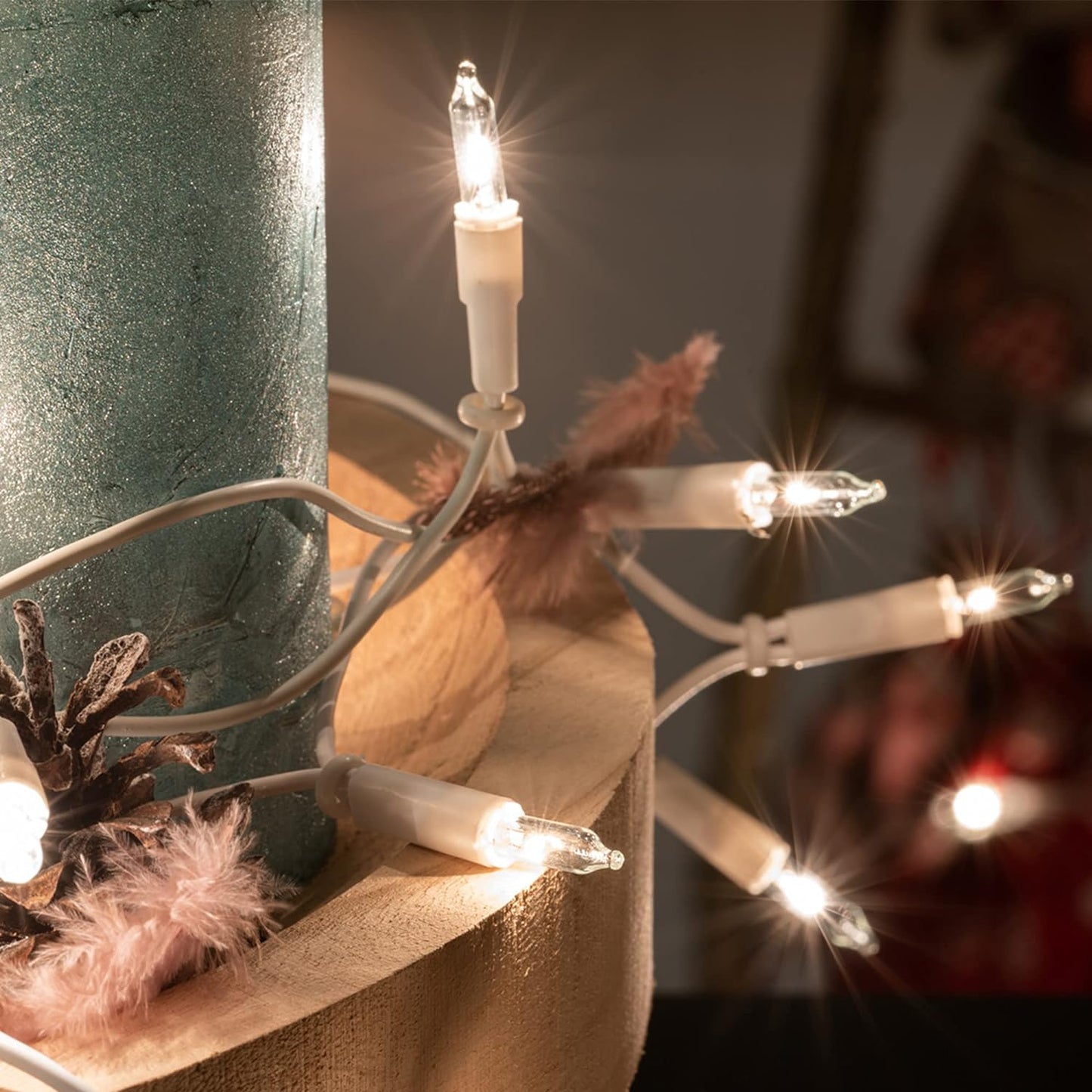 832051, Warmweiss / Schaft Weiss (Schalter), 20 Lichter/beleuchtet 285 cm