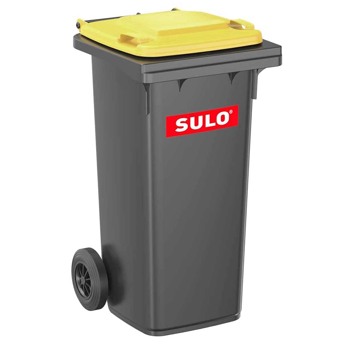 Mülltonne mit Deckel (grau/gelb)