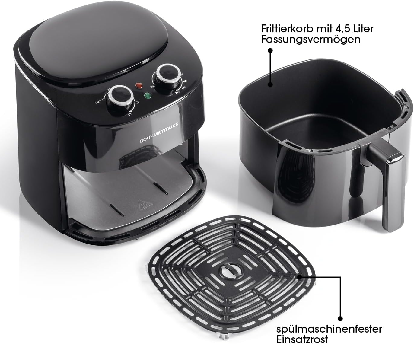 Heissluftfritteuse mit 8 Programmen, 4,5 Liter