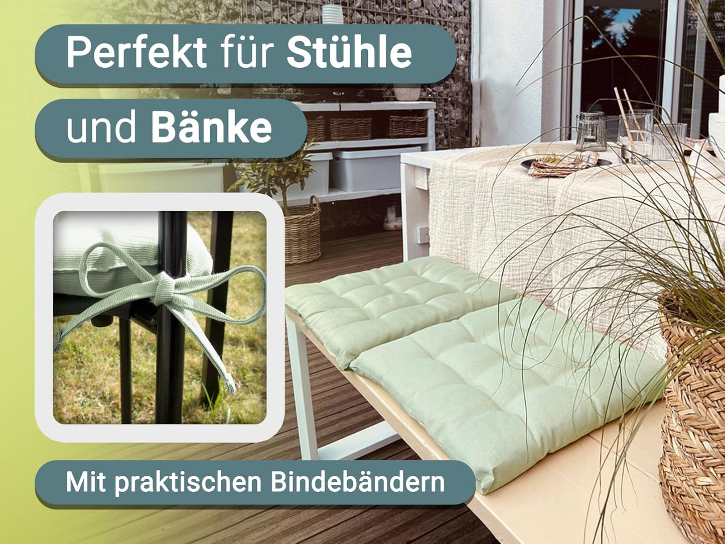 4er Sitzkissen Set, 4 Stück (1er Pack) Lindgrün