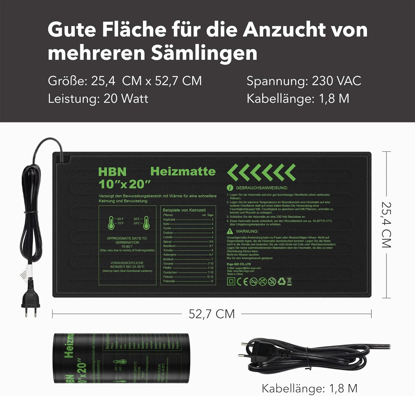 2er-Set Heizmatten für Anzucht, 2