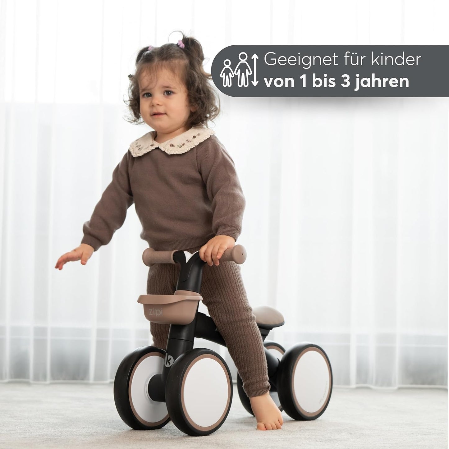 Laufrad mit Korb, Schwarz