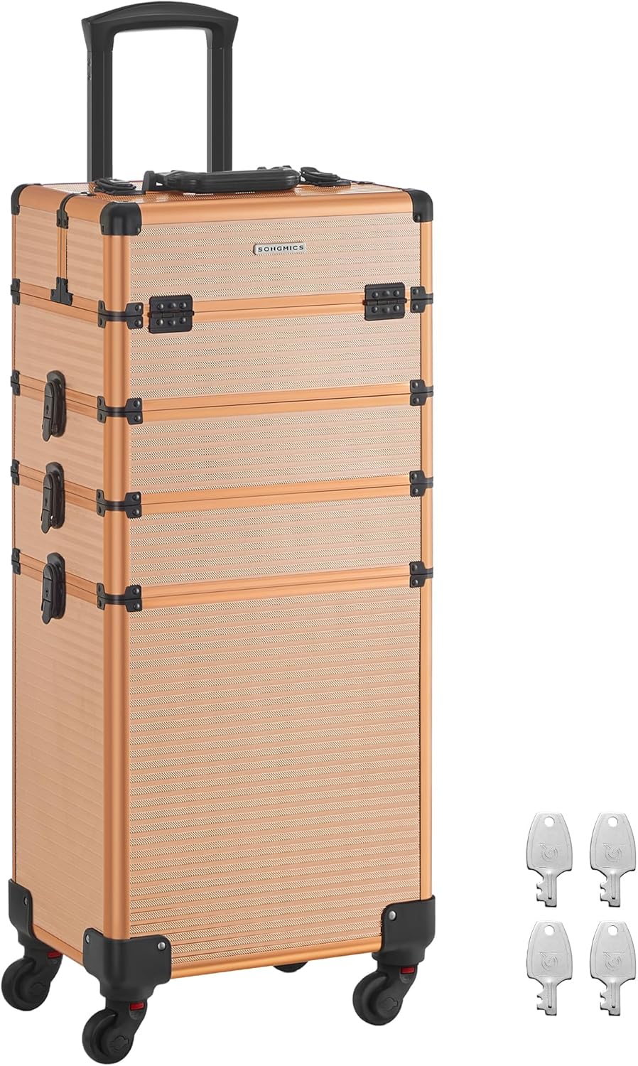 4-in-1 Kosmetik-Trolley, abschliessbar, mit Rollen, Champagnergold 4 in 1 (34 x 24 x 79,3 cm)