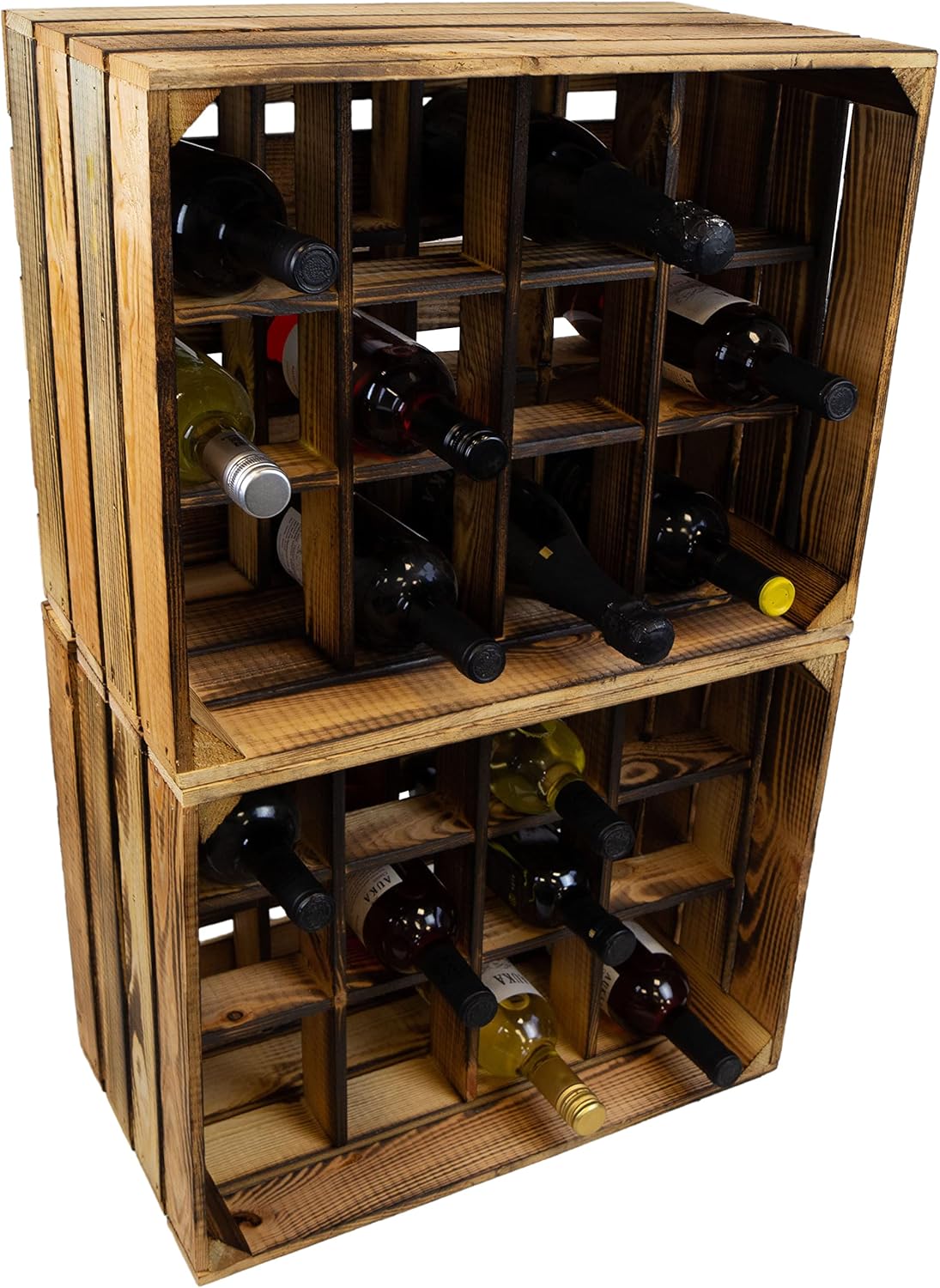 Stapelbares Weinregal Henry für 12 Flaschen, Geflammt
