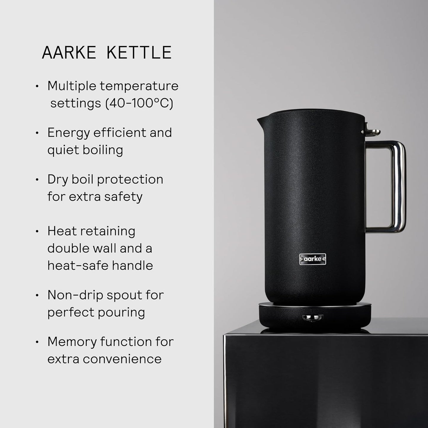 Wasserkocher mit Temperatureinstellungen, Matte Black