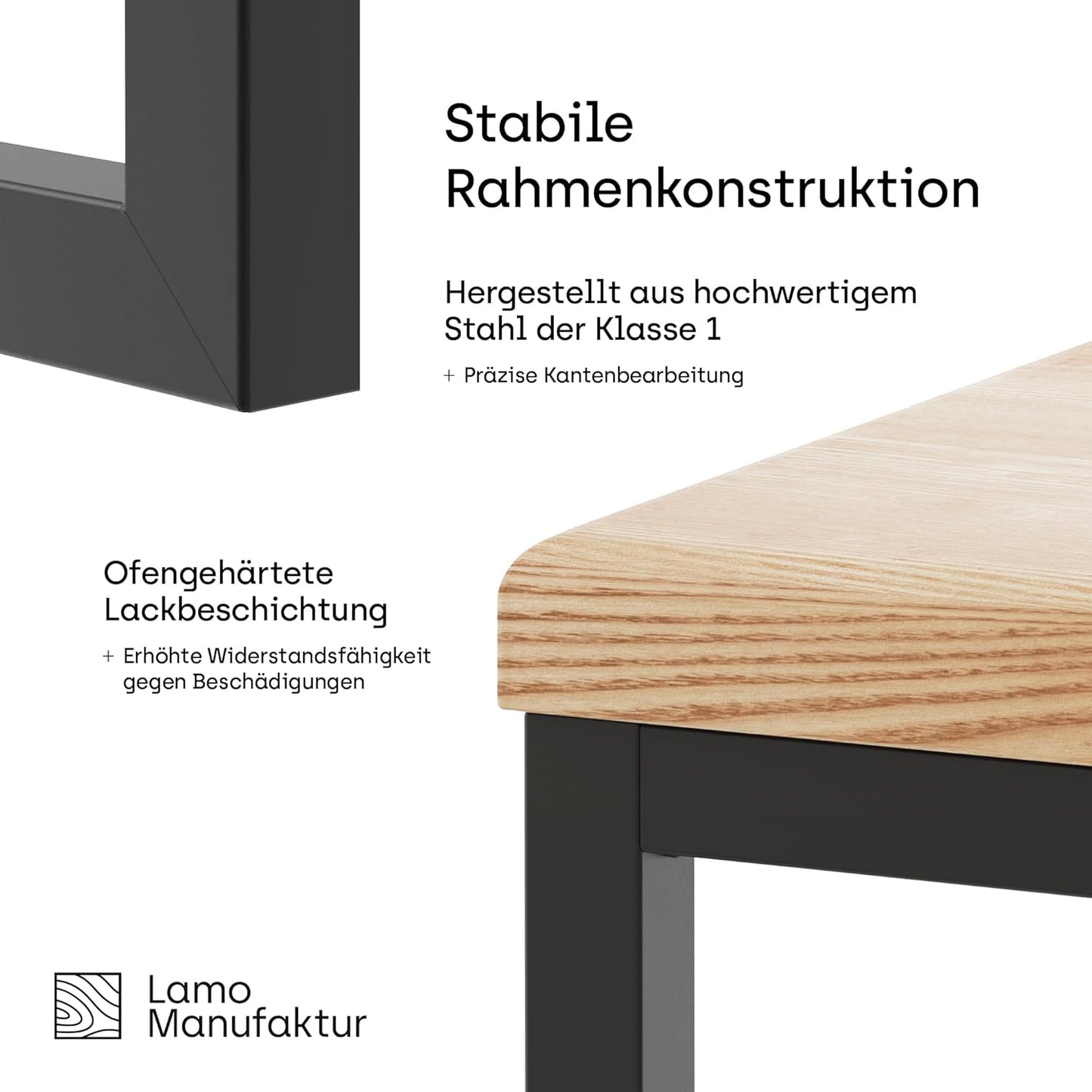 Pflanzenständer-Set, Schwarz Gestell mit Rustikal Platte SET