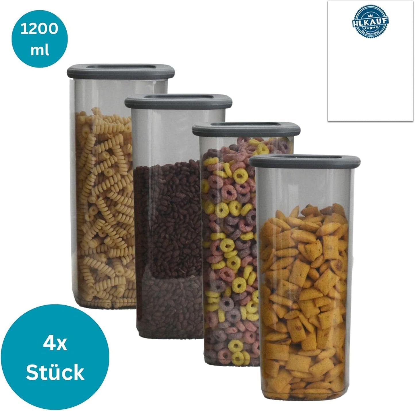 Luftdichtes Vorratsdosen-Set, 5-teilig, 4x 1750ml & 1x HLKauf-Block