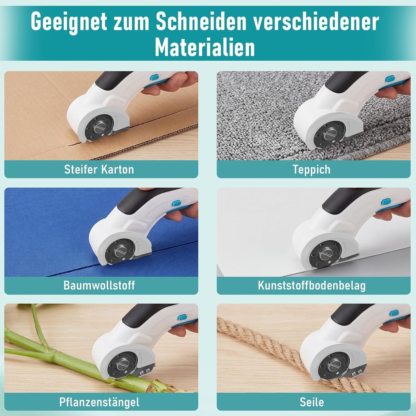 Elektrische Kartonschneider mit Akku und Rollklingen