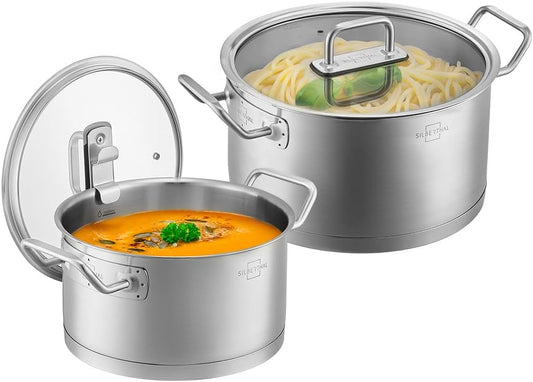 2-teiliges Kochtopfset für alle Herdarten inkl. Induktion & Ofenfest, 2er Set