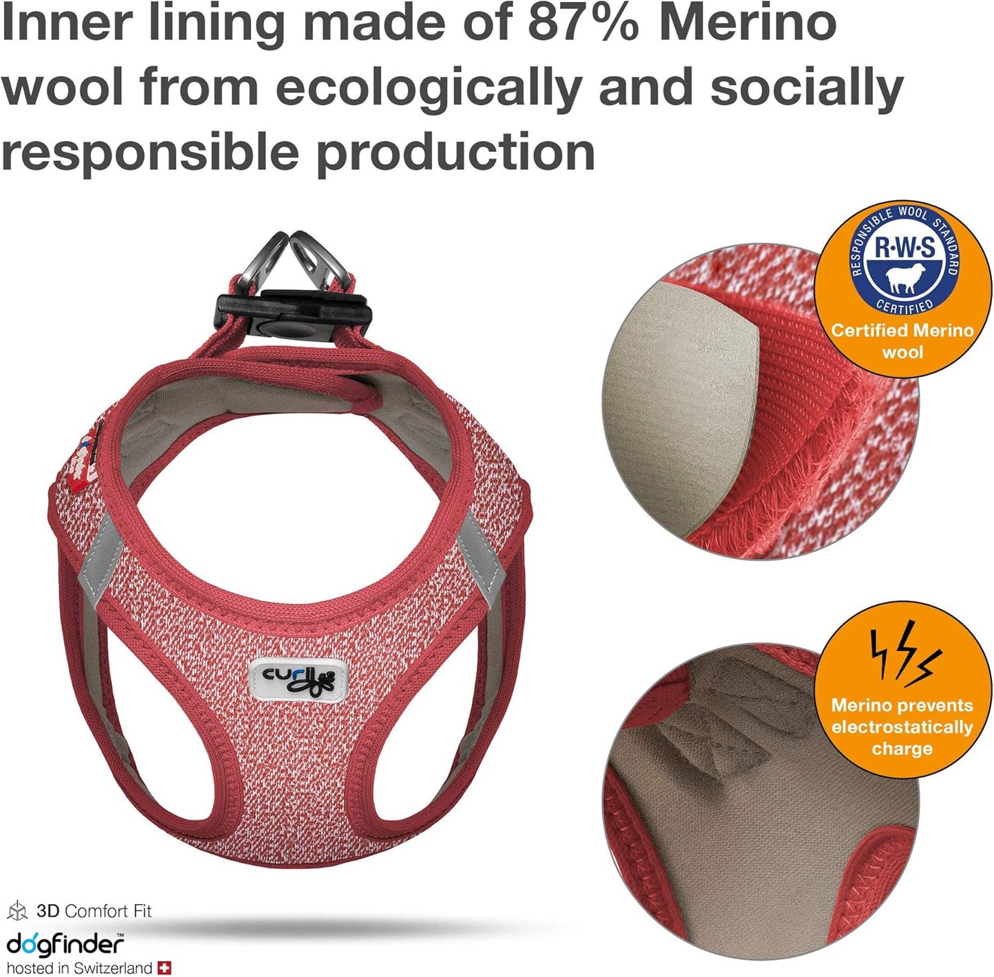 Vest Harness Merino Hundegeschirr, 3XS Red