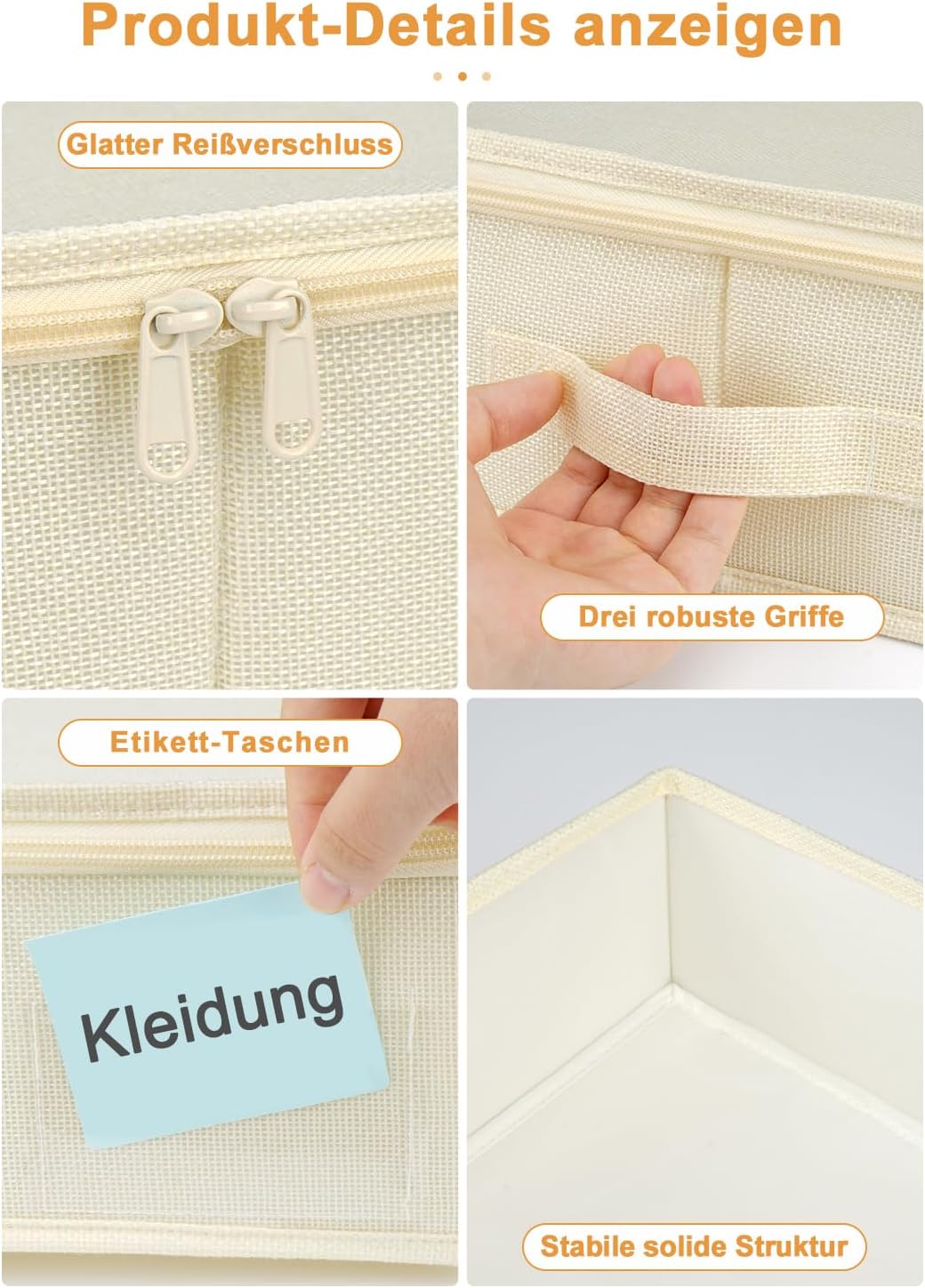 Unterbett Aufbewahrungsboxen-Set, Beige