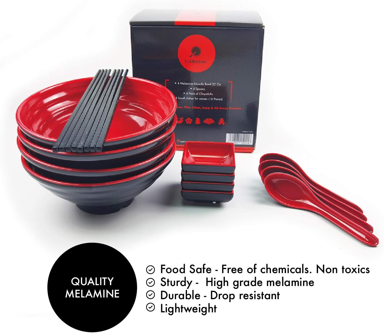 Ramen Schüssel Set, Rot 4