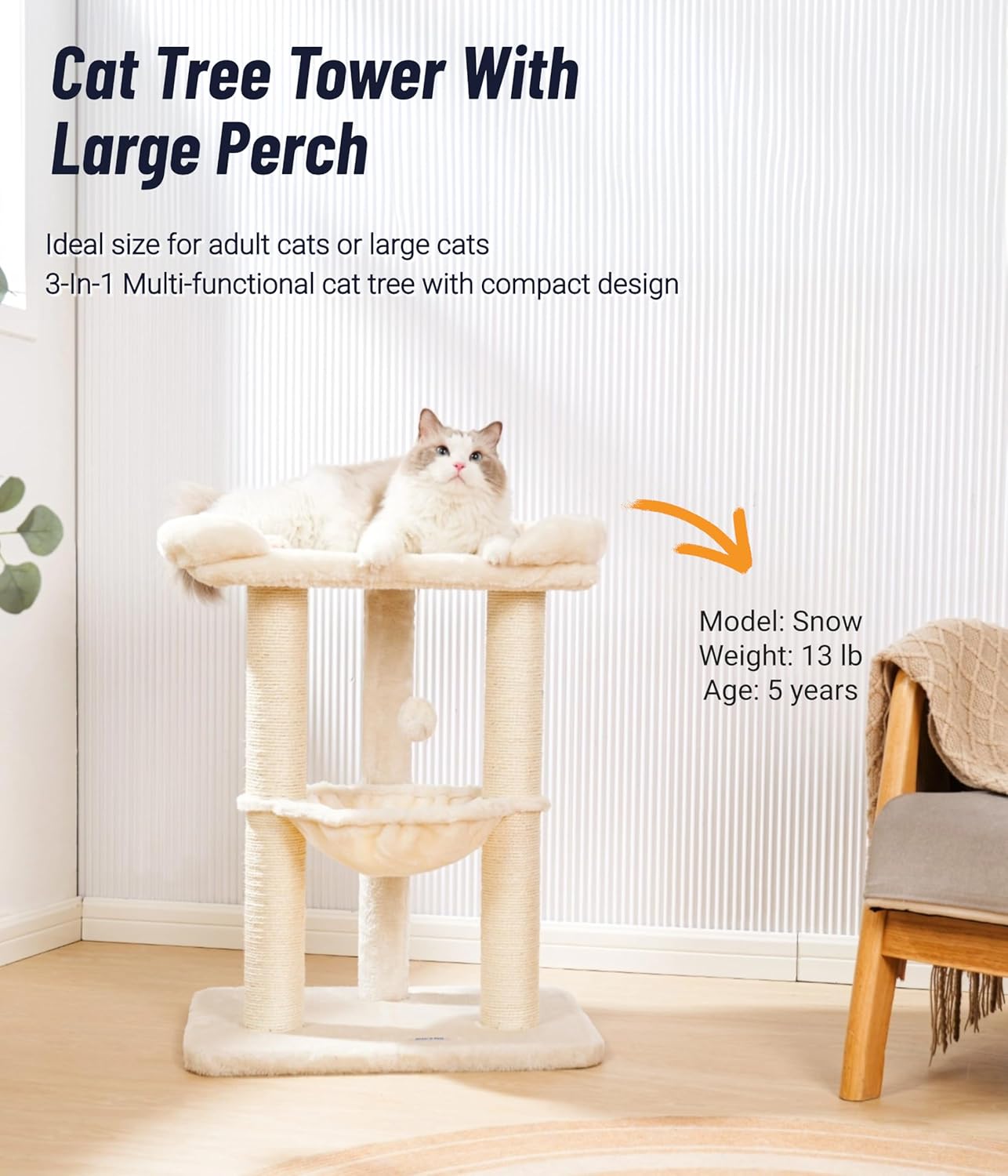 Kratzbaum mit Liegefläche, Beige