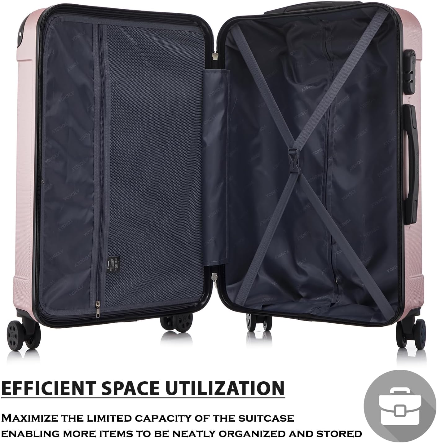 Hartschalen-Handgepäckkoffer mit Zahlenschloss, M (55cm-40L) YS2G1 Roségold