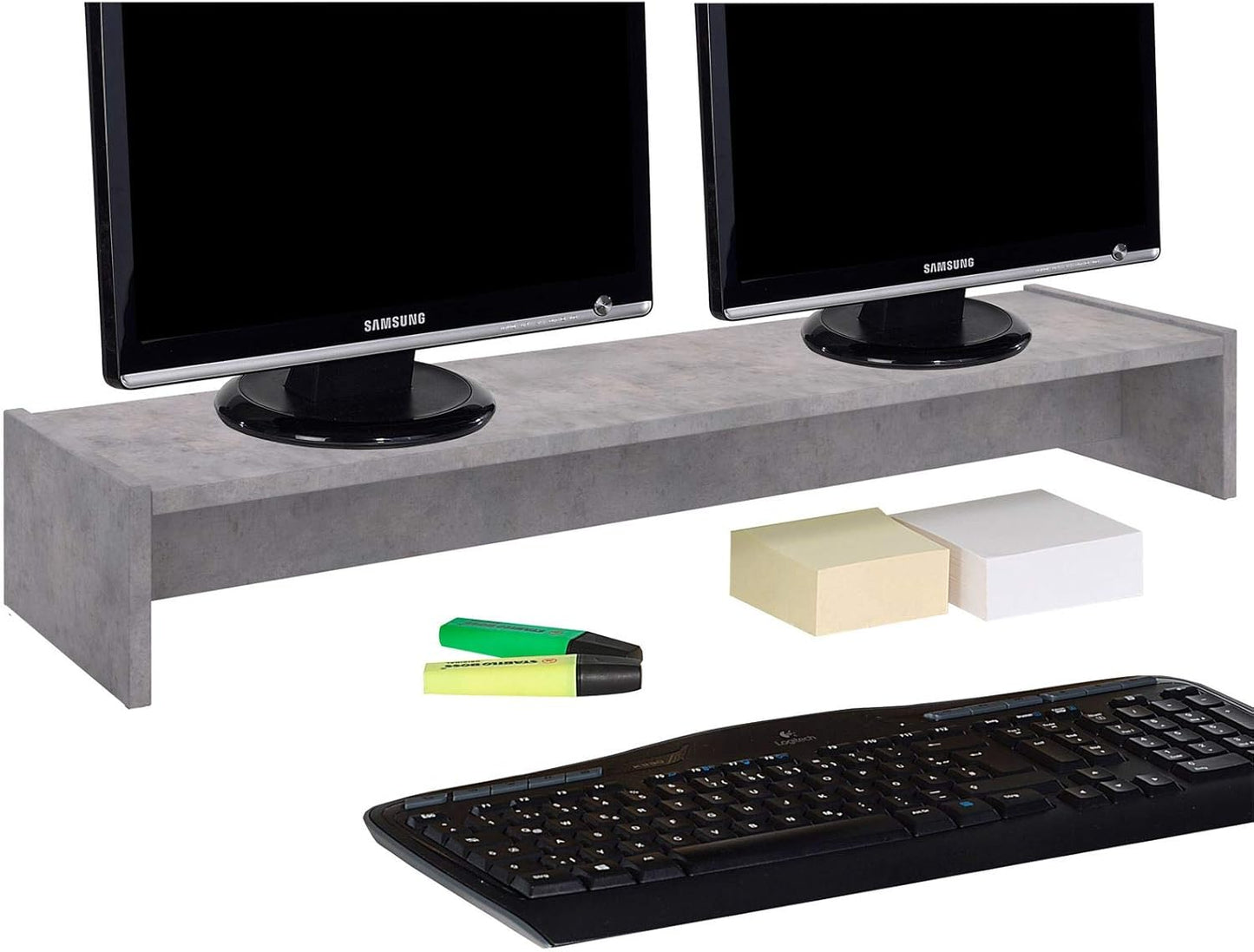 Monitorständer für 2 Bildschirme, Betonoptik